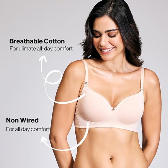 NYKD Cotton by Nykaa Iconic Low Back Party Bra for Women Medium Coverage, Wired, Lightweight, Adjustable Straps – NYB252